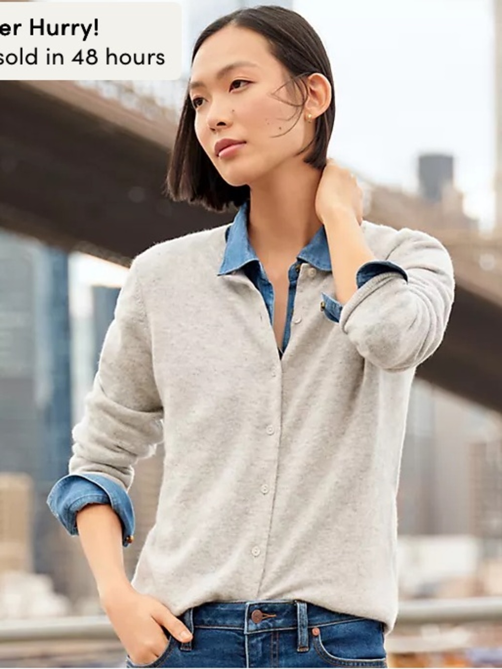 Lands end Womens Classic cashmere cardigan sweater size XL tall quiet luxury